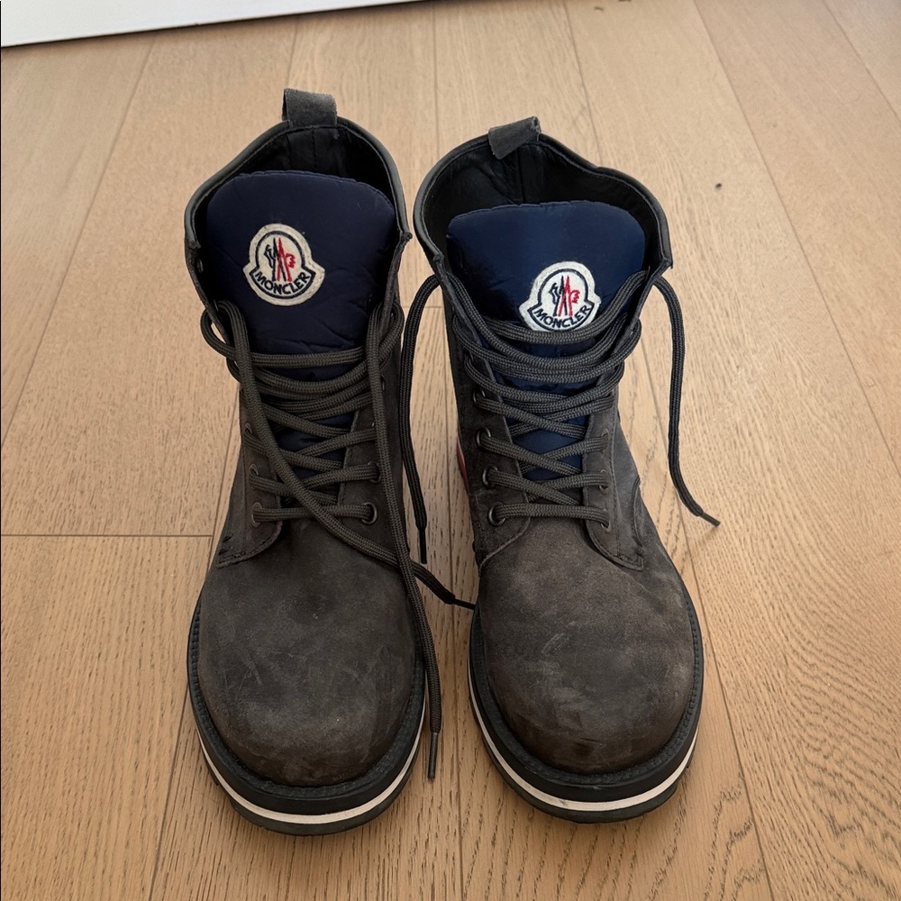 Moncler Men's Dark Grey and Navy Lace-Up Boots